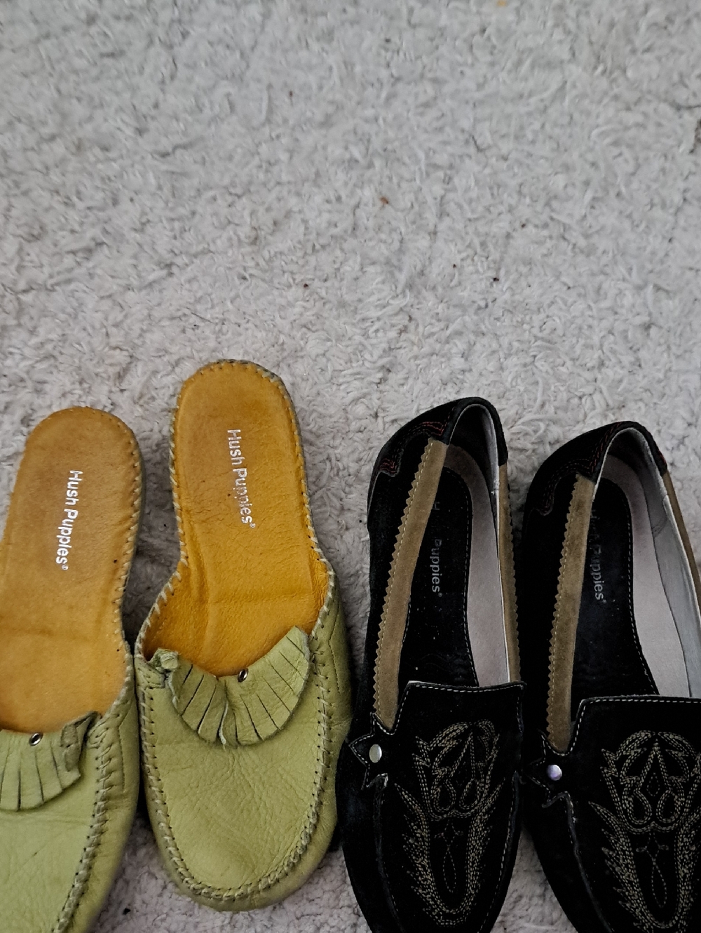 Hush Puppies Women's Slip-On Mules in Olive Green and Black